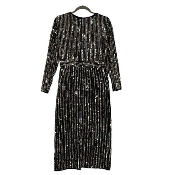 Mac Duggal 93590 Embellished High Neck Long Sleeve Midi Dress| Size 8 - Picture 9 of 12